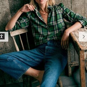 Boden Plaid Womens Ruffle Button Down - Size 4 NWT